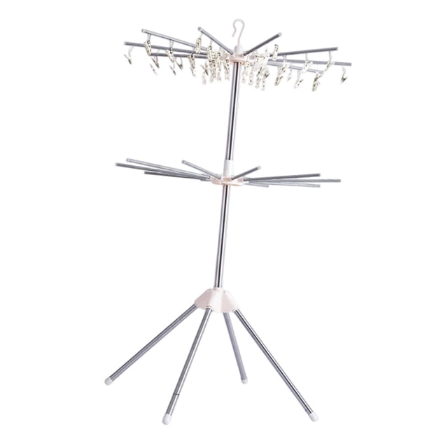 Tendedero plegable para ropa, percha para ropa 2 capas 30 clips