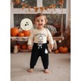 thumbnail image 4 of My First Halloween Baby Boy Outfit Ghost Embroidery Long Sleeve Romper Joggers Pants and Hat 3Pcs Fall Winter Clothes Set, 4 of 10