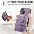 thumbnail image 4 of ELEHOLD iPhone 14 Crossbody Wallet Case, Zipper PU Leather Phone Case with Card Holder Wrist Strap Purse Cover for iPhone 14,Purple, 4 of 7