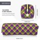 thumbnail image 3 of Disketp Mardi Gras Plaid Estuche de Lápices de Cuero con Cierre, Estuche Compacto para Papelería, Bolígrafos y Accesorios Pequeños, 3 of 7