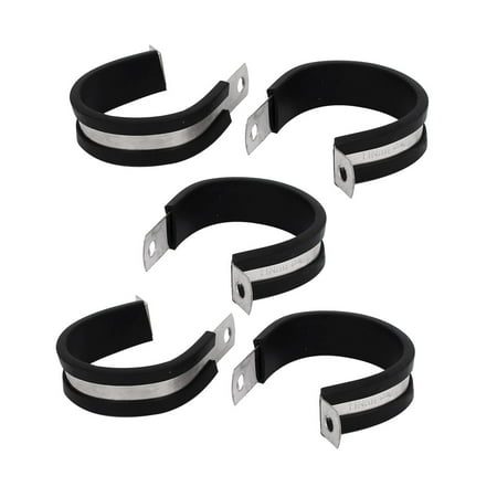 

42mm Dia EPDM Rubber Lined P Clips Cable Hose Pipe Clamps Holder 5pcs