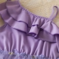 thumbnail image 5 of QTOCIO Toddler Girls Dresses, Baby Girl Summer Clothes, Girls' Summer New Short Sleeve Ruffled Round Neck Lace Embroidery Mesh Princess Bow Skirt, Purple, 2 Years, 5 of 8