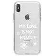 thumbnail image 1 of DistinctInk Clear Shockproof Hybrid Case for iPhone XR (6.1" Screen) - TPU Bumper Acrylic Back Tempered Glass Screen Protector - My Love Is Not Fragile - Snow Flakes, 1 of 5