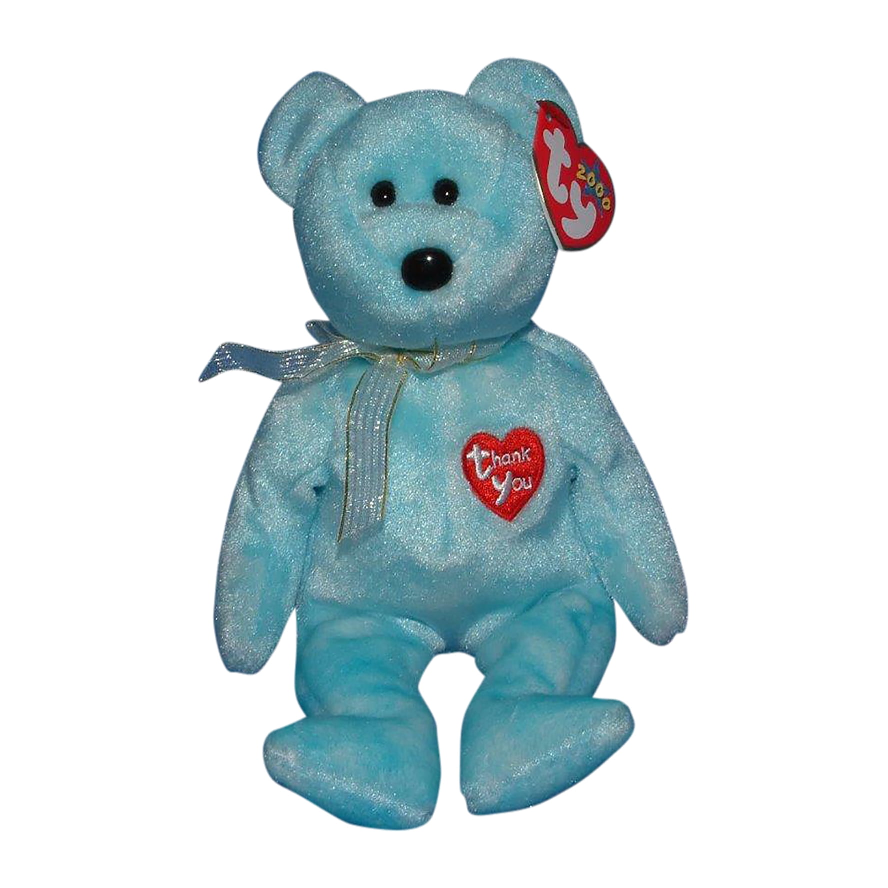 Ty Beanie Baby Thank You Bear the Bear Plush Blue Version 2000