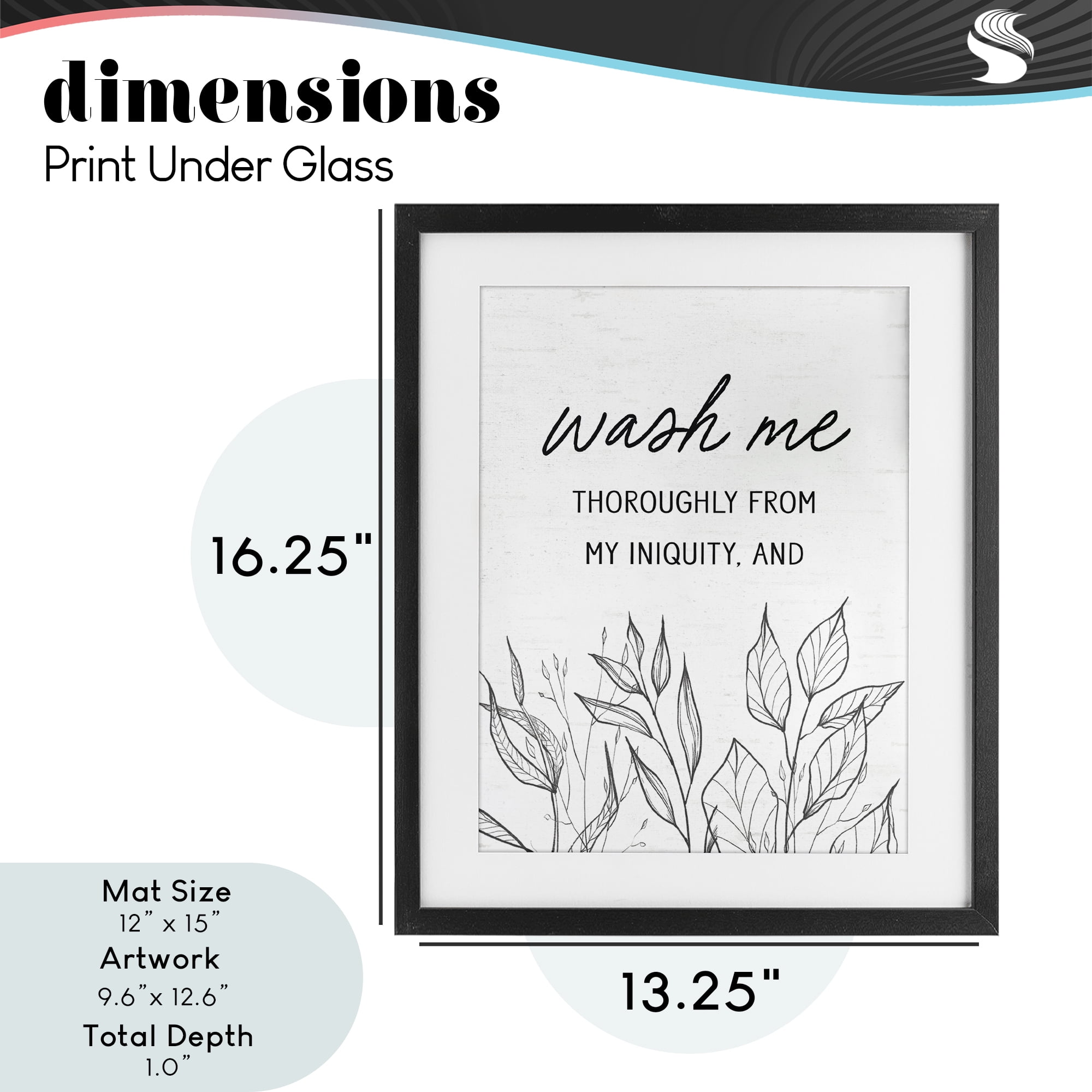 Wash Me Thoroughly Scripture Black Framed Print Under Glass, design by Lettered and Lined