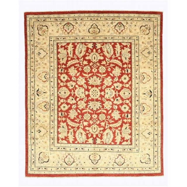 EORC OOAK-9458 8 x 9 ft. 7 Hand Knotted Wool Peshawar Traditional Oriental Rug, Red - Rectangle