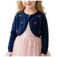 thumbnail image 3 of mgoYE Girl's Cardigans Sweater Cherry Open Front Long Sleeve Cute Casual Loose Sweaters(Blue,1-2 Years), 3 of 9