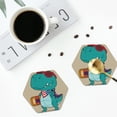thumbnail image 5 of Balery 4 Pcs Cool Dino Playing Skateboardleather Coasters Set, Drink Table Cup Coasters For Living Room Kitchen Coffee Decor, 5 of 9