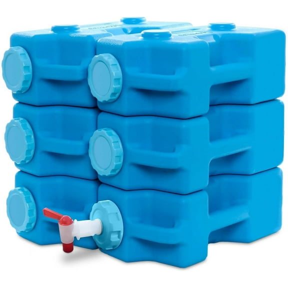 3 Gallon Long Term Water Storage Container, Stackable, BPA Free, Blue (6)