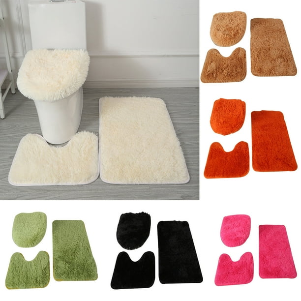 Juego de 3 alfombras para baño, súper suaves, antideslizantes, absorbentes e impermeables. Ideales para la bañera o el baño. Textura suave, diseño plegable y material transpirable.