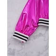thumbnail image 3 of HULIJA Girls Boys Shiny Metallic Long Sleeve Bomber Jacket Jazz Hip-hop Street Dance Top Coat Rose 16, 3 of 9