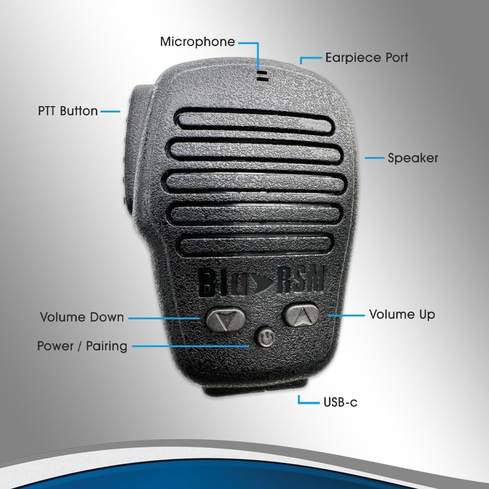 Klein Electronics Bluetooth RSM Speaker Mic with PTT & Volume Control, IP64, Android iOS