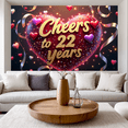 thumbnail image 5 of LUUFILx Heart Shaped Cheers 22 Years Anniversary Party Decoration Backdrop Event Celebration Photography Props Banner Festive Background Perfect for Milestone, 5 of 8