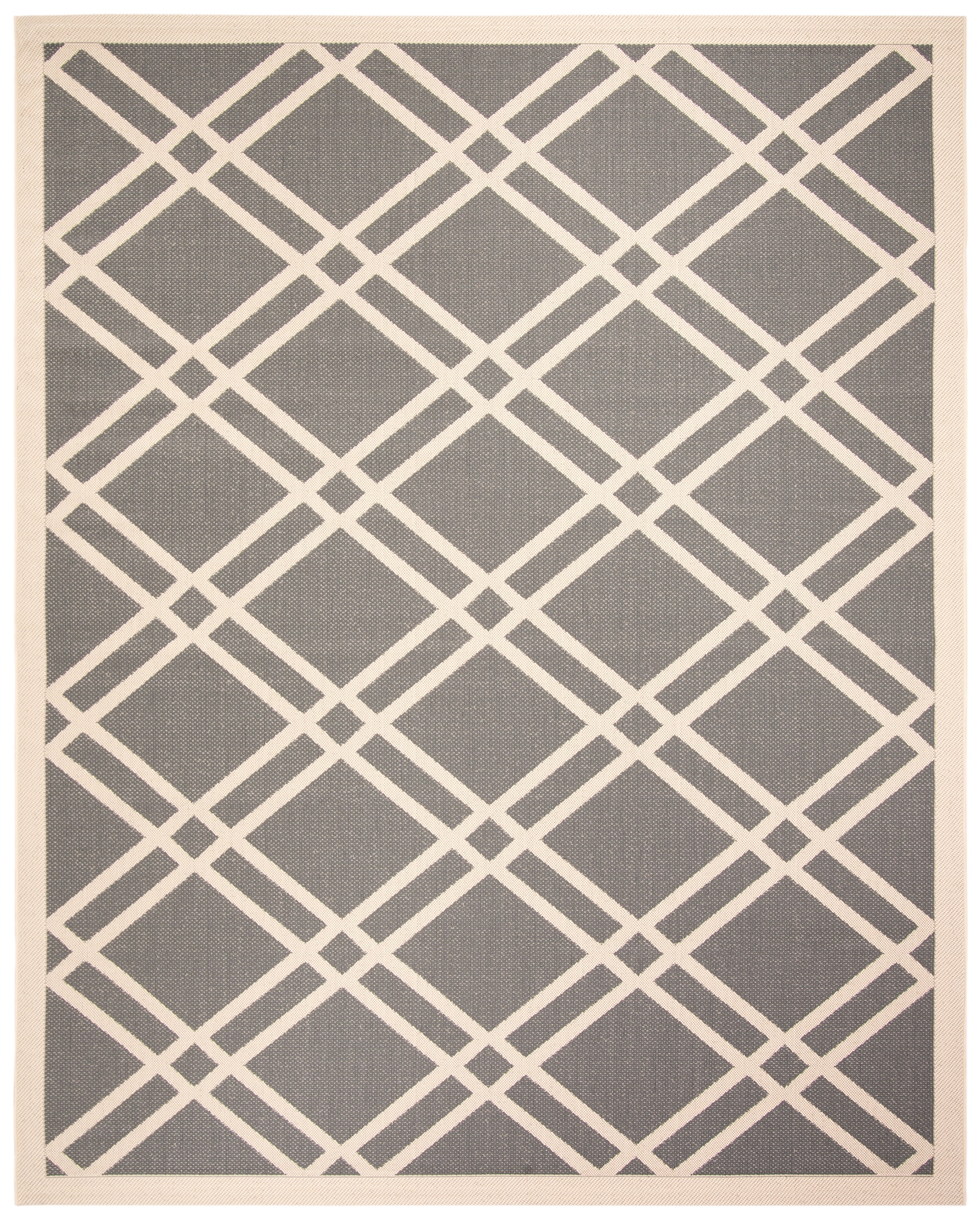 SAFAVIEH Courtyard Lloyd Geometric Indoor/Outdoor Area Rug, Anthracite/Beige, 8' x 10'