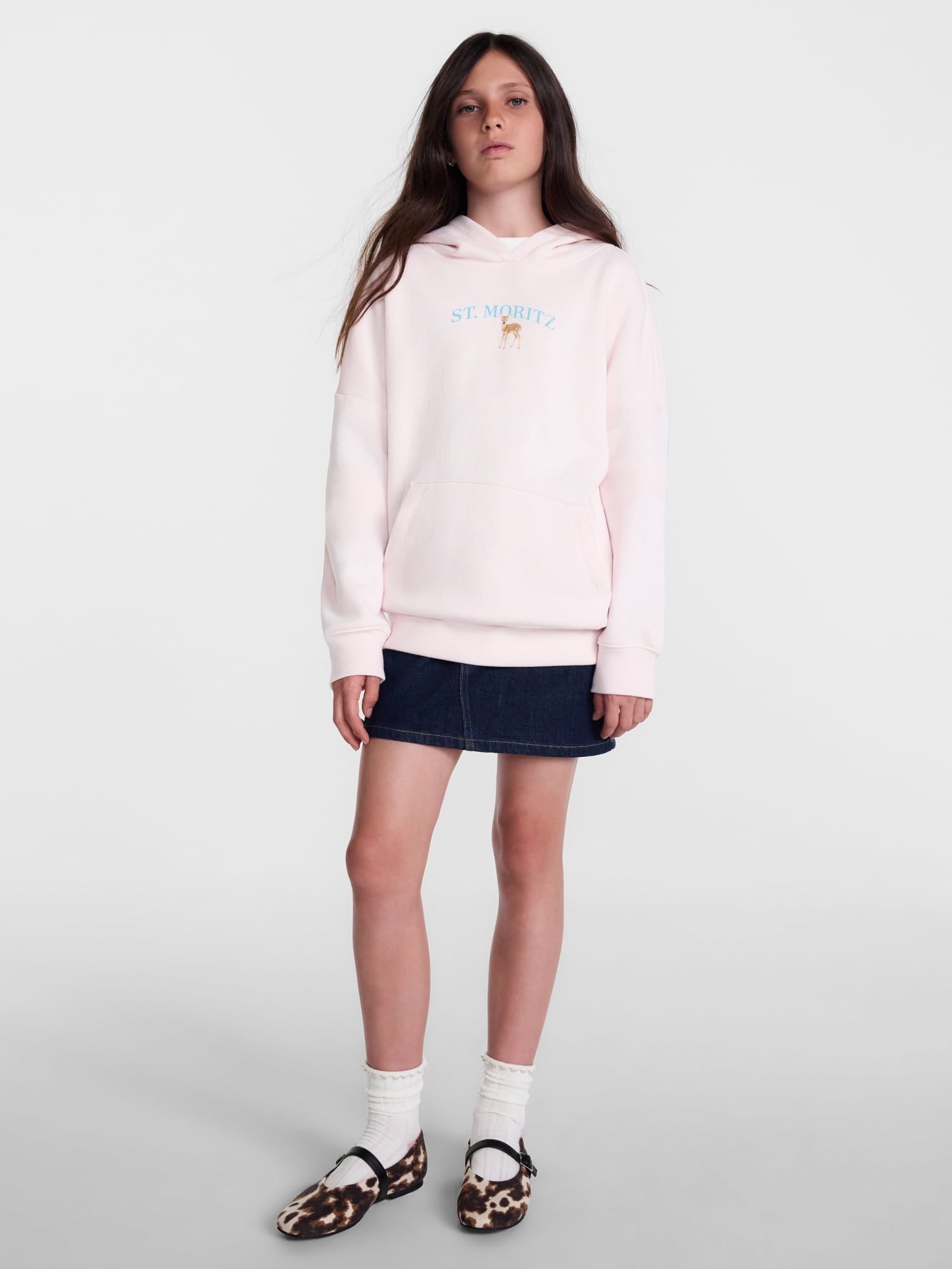 Weekend Academy Girls Graphic Fleece Hoodie with Long Sleeves, Sizes 4-18
