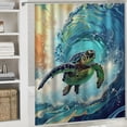 thumbnail image 6 of Orinice  Sea Turtle Shower Curtain Funny Marine Life Ocean Surfing Wave Humorous Animal Bathroom Decor Polyester Curtains Set with Hook  36x72, 6 of 7