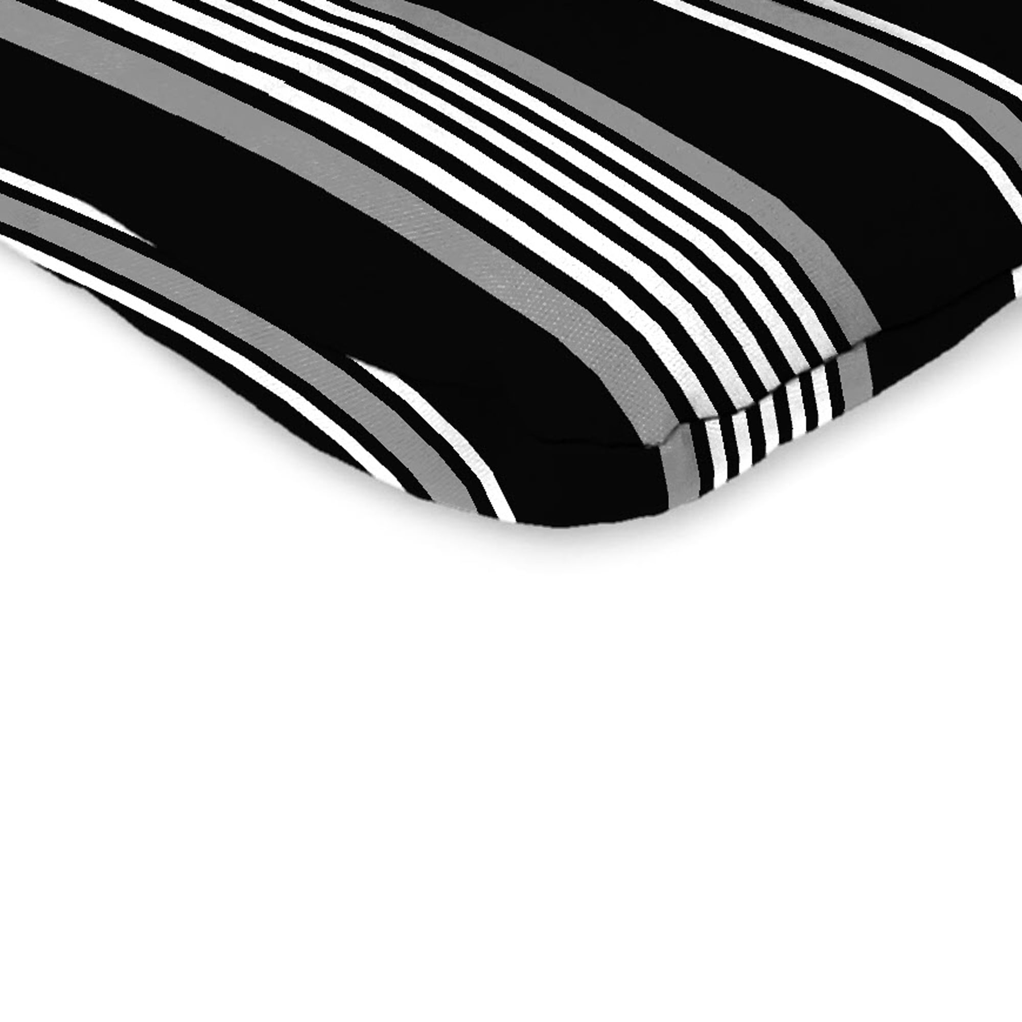 Jordan Manufacturing 38" x 21" Reeder Black Stripe Rectangular Outdoor Wrought Iron Chair Cushion with Ties and Hanger Loop