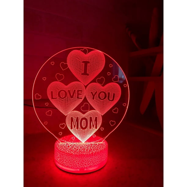 I Love You Mom Mothers Day 3D Night Light Color Changing Illusion Lamp ...