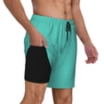 thumbnail image 3 of Picia Teal Turquoise pattern Mens Swim Trunks with Compression Liner Stretch Beach Shorts Quick Dry with Zipper Pockets No-Chafing Board Shorts-X-Large, 3 of 9