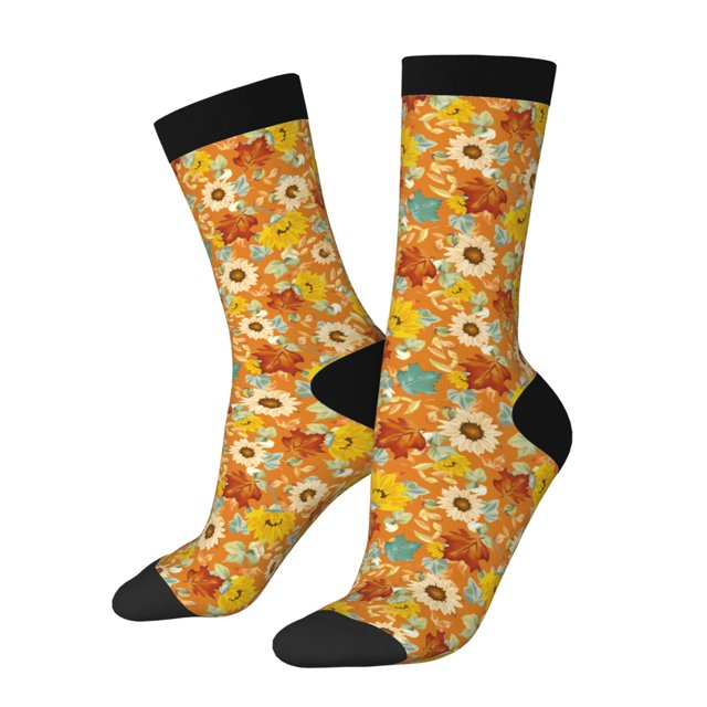 Balery Daisy maple fall Calcetas Largas con Estampado para Hombre y Mujer – Suaves y Transpirables, Talla Única (US 5-11)