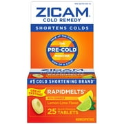 Zicam Rapidmelts Quick Dissolve Tablets Lemon-Lime Flavor Cold Remedy 25 ea