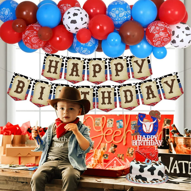 Western Cowboy Birthday Party Decorations for Boy Blue and Red ...