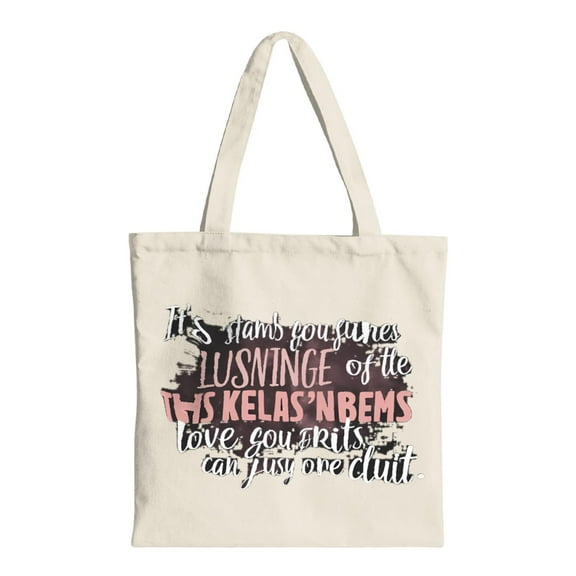 Stylish Canvas Tote Bag with Colorful Text Design - Perfect for Shopping Travel & Parties - Reusable Fabric Bag with Handles