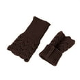 thumbnail image 4 of WREESH Women's Love Wool Hollow Heart Knitted Gloves Fingerless Winter Gloves With Leaky Finger Sleeves Coffee, 4 of 5