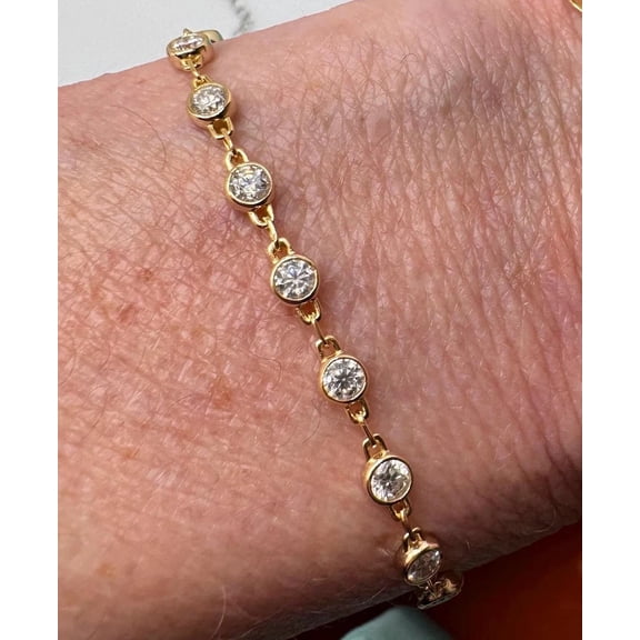 3Ct Round Cut Lab Created Diamond Women's Tennis Bracelet 14K Yellow Gold Plated