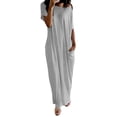 thumbnail image 2 of Off-Shoulder Batwing Sleeve Maxi Dress, Women's Loose Lounge Nightdress, Casual Comfy Sleepwear Gray M, 2 of 5