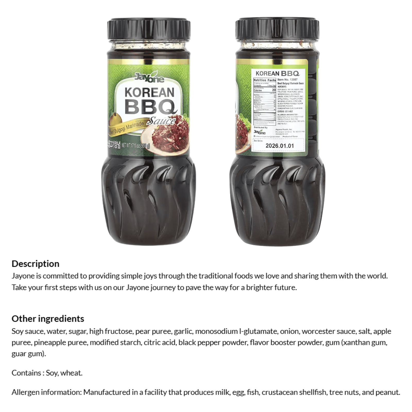 Jayone Korean BBQ Sauce Beef Bulgogi Marinade 2 Pack 17 Fl Oz
