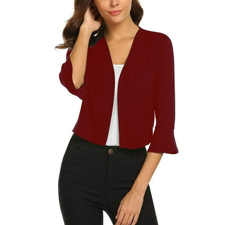 Women's Open Front Shrug Cardigan Bolero Blouse Crop Top