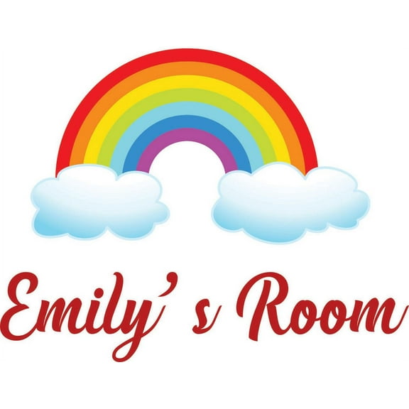 Personalized Name Vinyl Decal Sticker Custom Initial Wall Art Personalization Decor Rainbow Clouds Kids Baby Nursery Room Children Bedroom 24 Inches X 36 Inches