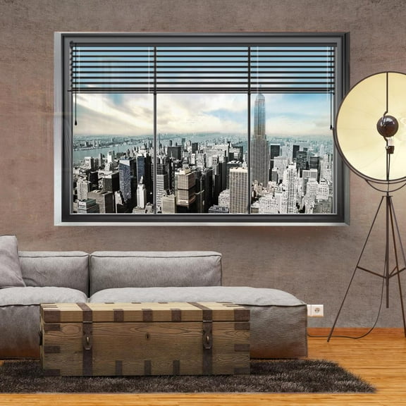 Tiptophomedecor New York Wallpaper Wall Mural - New York Window Grey Wall