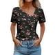 thumbnail image 1 of Camisetas de Manga Corta para las Mujeres Impresas Primavera Verano Botón de la Camiseta Casual, Camisetas de Mujer Casual, 1 of 4