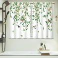 thumbnail image 6 of Green Leaves Hummingbird Kitchen Curtains Spring Eucalyptus Sage Green Bathroom Curtains Window Treatment Drape Tier Botanical Plant Cafe Small Bedroom Short French Door Curtains 28x40 Inch, 6 of 8