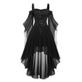 thumbnail image 6 of WTOBBY Women's Casual Elegant Gothic Court Dress for Halloween Featuring Cold Shoulder Neckline, Flutter Sleeves, Irregular Hem, and Solid Color in Soft Chiffon Material ,Black L, 6 of 7