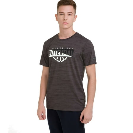 Life Print Tee - bossini Life Mens Ztay Dry Short Sleeve Print Quick Dry Tee Shirt M,US Size 38 Grey
