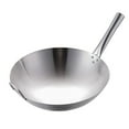 thumbnail image 4 of 1pc Stainless Steel Single Handle Wok Practical Wok Kitchen Utensil (Silver), 4 of 6