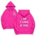 thumbnail image 3 of LEKDFST I Am A Child Of God Jesus Hoodies For Women Trendy Pullover Drawstring Letter Christian Sweatshirt Bible Verse Religious Tops With Pockets RD3 XXL, 3 of 7