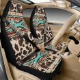 thumbnail image 2 of Xoenoiee Aztec Cow American Tribal Pattern Car Seat Covers Set of 5 Pcs, PU Leather Seat Covers for Cars Breathable Seatbelt Covers Waterproof Armrest Cover, Auto Accessories for Car SUV Truck, 2 of 7