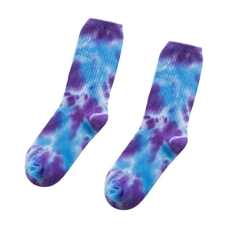 

Lomubue Cotton Fashion Couple Tie-Dyed Breathable Skateboard Soft Middle Tube Socks