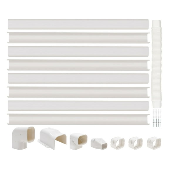 Toolven Complete Air Conditioners Line Cover Kit with PVC Ducts, Couplers, Elbows, and Wall Corner Cover for Easy Installation and Long-Lasting Protection
