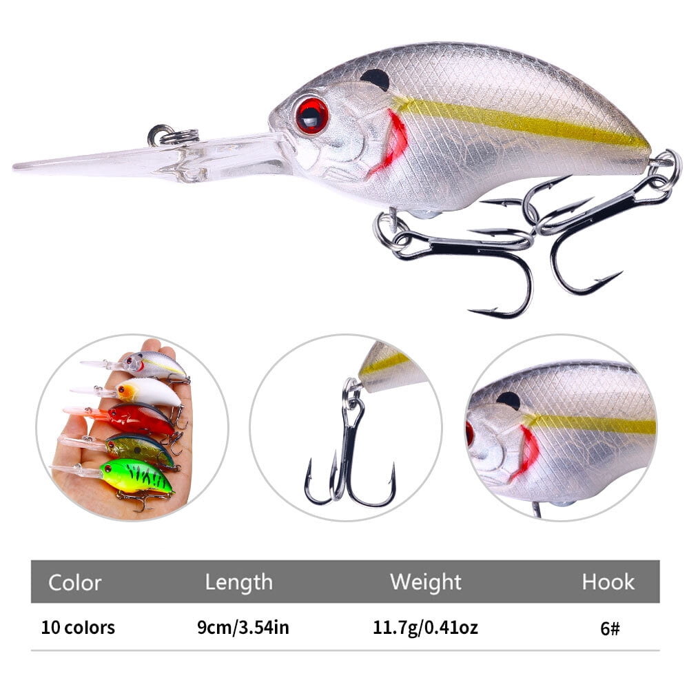 10PCS Fishing Lures Crankbaits 9cm/11.7g Minnow Hooks Tackle Hard Bait Bass Pike