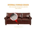 thumbnail image 5 of 2 Piece Living Room Sofa Set, PU Leather Chesterfield Sofa Loveseat+3 Seater Sofa Couch with Hidden Storage and Wooden Legs, Modern Sectional Sofa Set for Apartment Office, Burgundy, 5 of 9