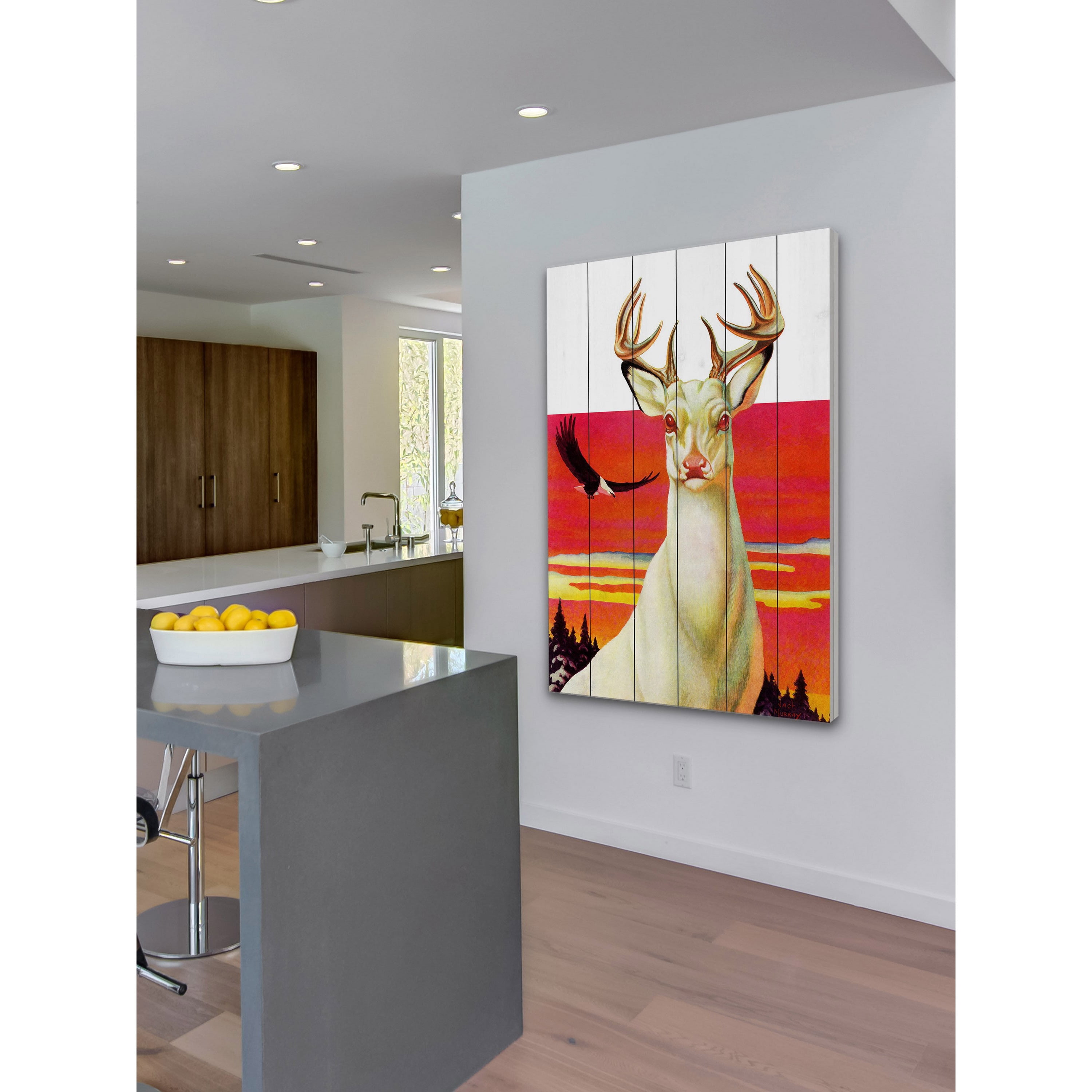 Marmont Hill "Albino Deer" Painting Print on White Wood