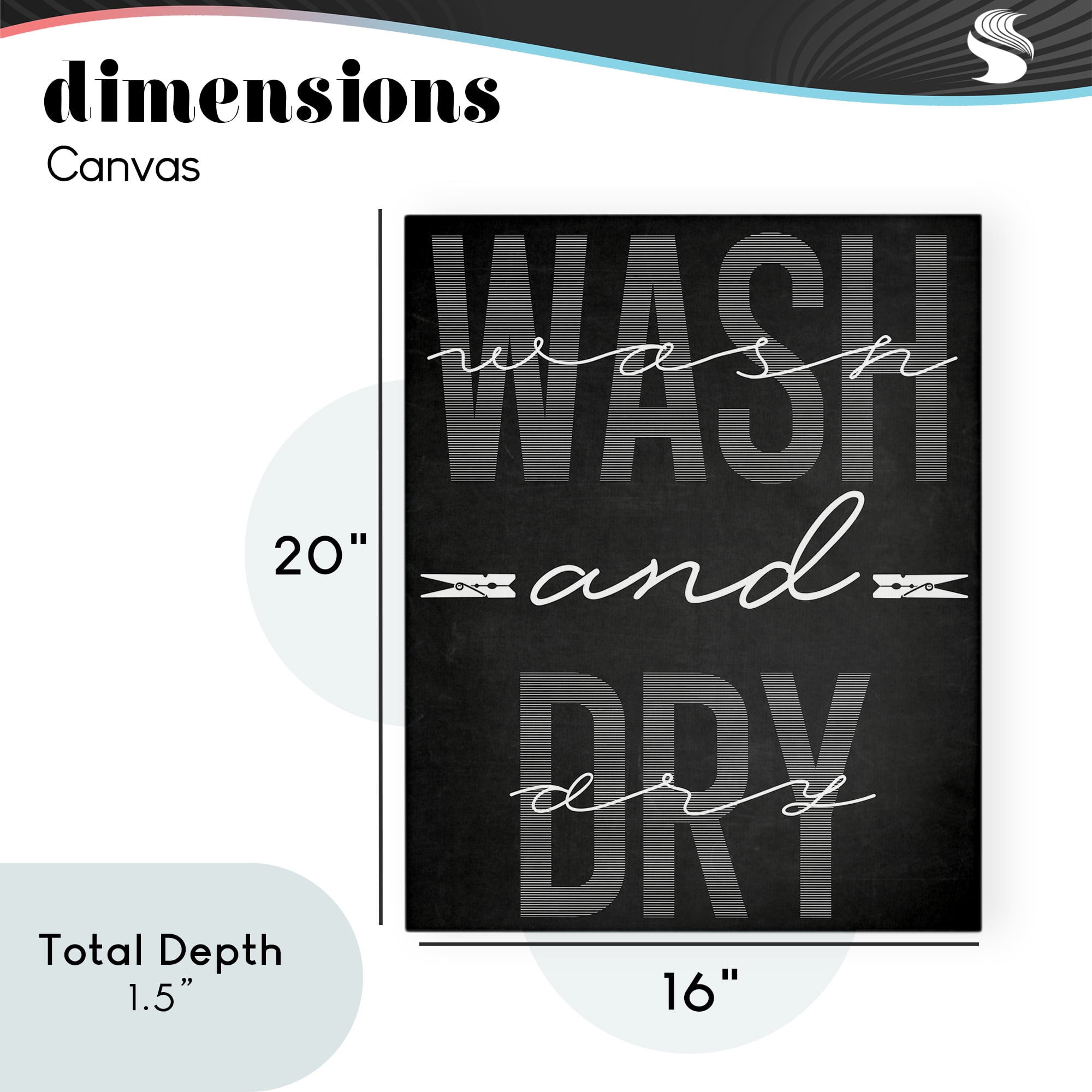 Wash And Dry Black Minimal Canvas Wall Art, design by Marcus Prime