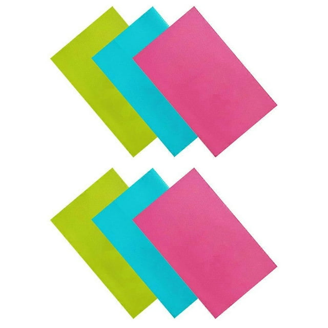Fridge Organizer Mats Stain Resistant Refrigerator Shelf Liners Green 17.68X11.79X0.39in Water Resistant 6Pcs
