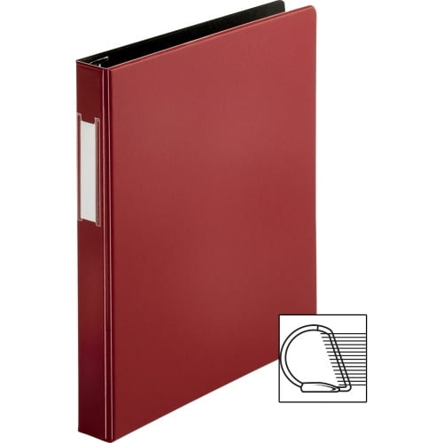 Business Source Slanted D-ring Binders 1' Binder Capacity - 3 x D-Ring Fastener(s) - 2 Internal Pocket(s) - Chipboard, Polypropylene - Burgundy - PVC-free, Non-stick, Spine Label, Gap-free Ring, Non-g