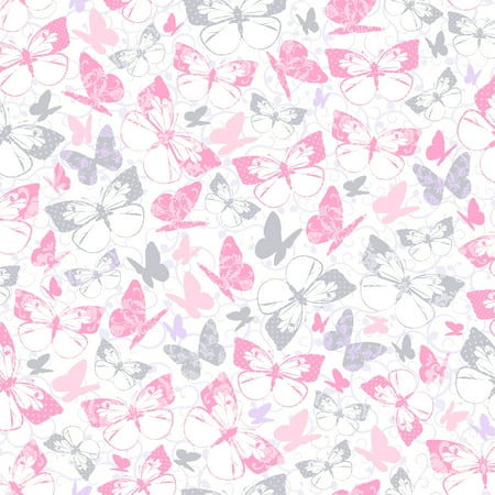 - Waverly Inspirations BUTTERFLY CARNATION-SILVER 100% Cotton Print Fabric 44’’ Wide, 140 Gsm, Quilt Crafts Cut By The Yard